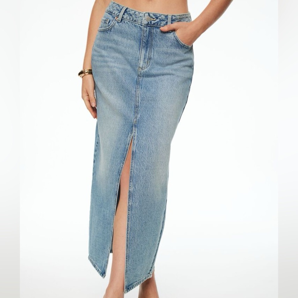 Dynamite Women's Blue Denim Maxi Skirt - Size XS - Front Slit
